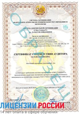 Образец сертификата соответствия аудитора №ST.RU.EXP.00014299-1 Гуково Сертификат ISO 14001